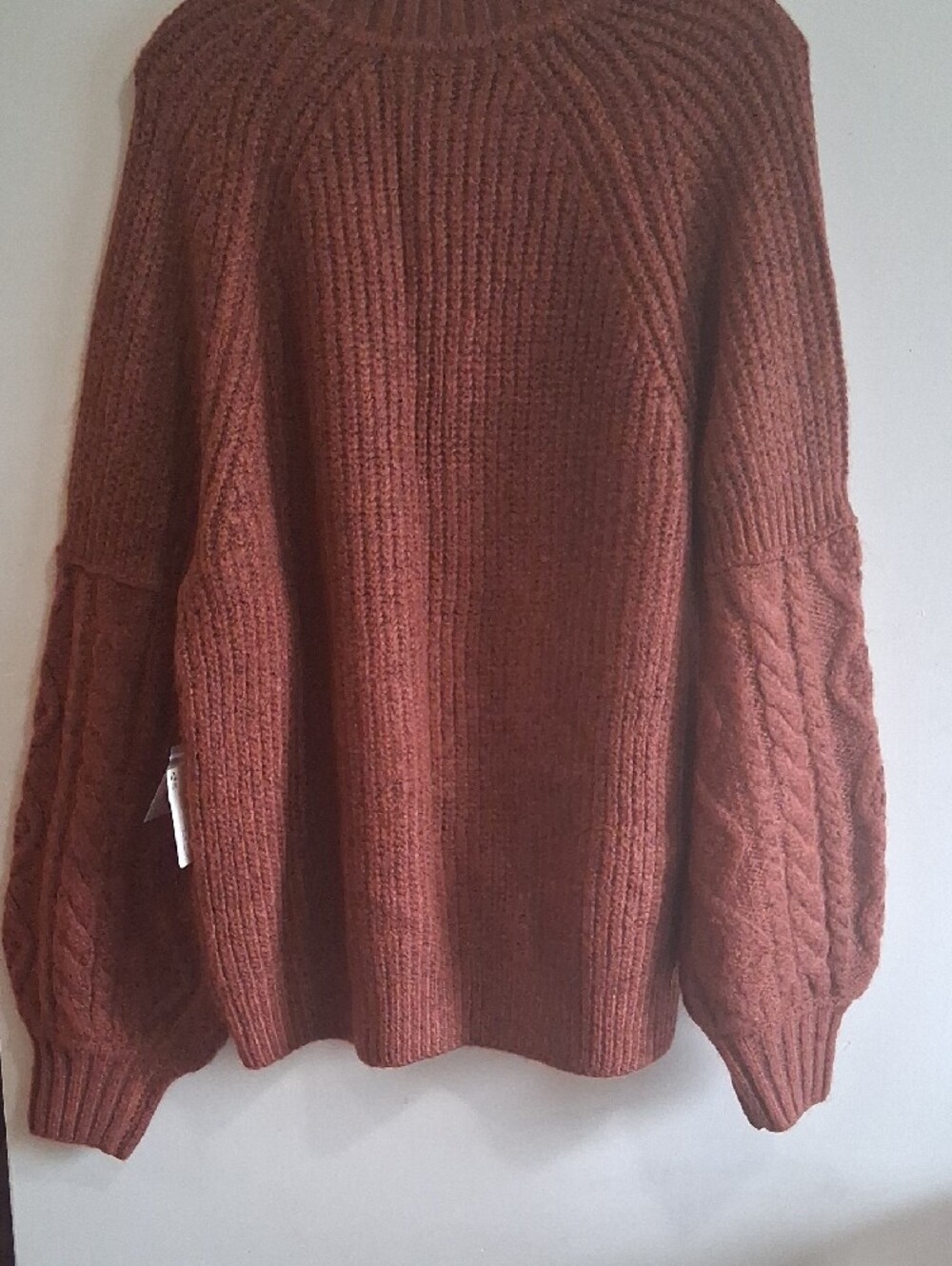 NWT Relaxed Cable-Sleeve Crewneck Sweater - Rust Size L - Picture 3 of 6